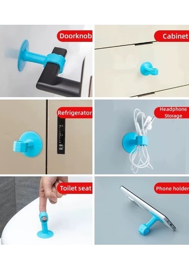 Vantuzlu Geçmeli Kapı Kolu Stoper 4lü Set Beyaz