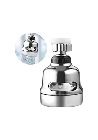 Filtreli Krom 3 Fonksiyonlu Oynar Musluk Başlığı - 360 Derece Dönebilen Krom