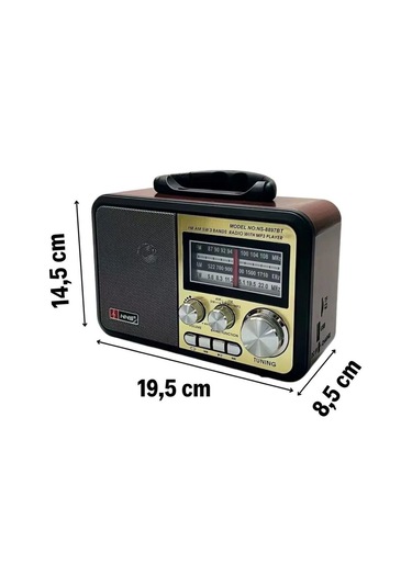 Ns-8897 Orta Boy Retro, Nostaljik, Ahşap Tasarım Bluetooth Hoparlörlü, Şarjlı, Taşınabilir Fm/am Destekli Radyo-441