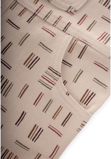 Cigit Desenli Gabardin Salopet 2-7 Yaş Ekru Çizgili Ekru