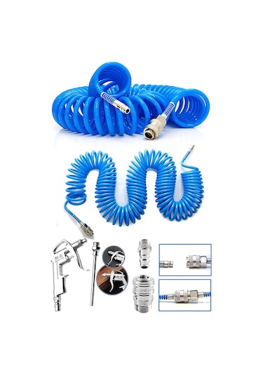 Kompresör Spiral Hava Hortumu 8 MM 15 Mt Hava Jakı Hava Tabancası