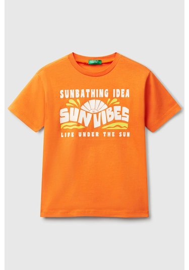 United Colors Of Benetton Erkek Çocuk T Shirt 3jerc10pe Turuncu Turuncu