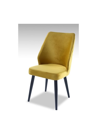Puffy Sandalye - Babyface Sarı- Metal Siyah Ayak 4 Adet - Salon Sandalyesi / Mutfak Sandalyesi Sarı