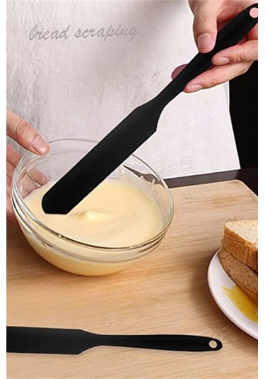 Silicolife Pasta Sıvama Spatulası, Silikon Çikolata Krema Reçel Sıyırma Sıvama Bıçağı Spatulası 25cm Siyah Siyah