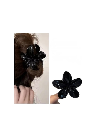 4 Adet Kadın Siyah Lotus Toka