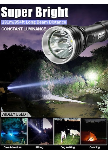 Pfsn Df-3000 Profesyonel Sualtı El Feneri, Şarj Edilebilir Pilli 150m Dalış Meşalesi