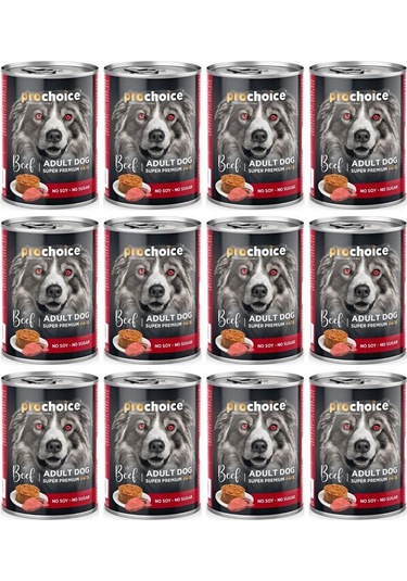 Pro Choice Sigir Etli Sekersiz Ezme Yetiskin Köpek Konservesi 400gr 12 Adet