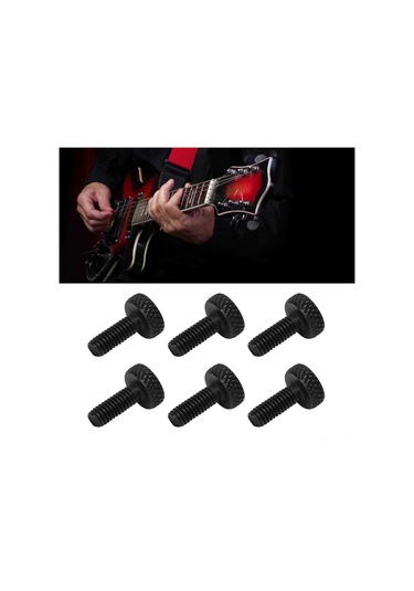 Hfambition Elektro Gitar Tremoço Köprüsü Telleri Kilitleme Vida, M4 Ipi, 6 Adet Siyah, Dayanıklı Demir, Uyumlu Ve Kolay Kurulum