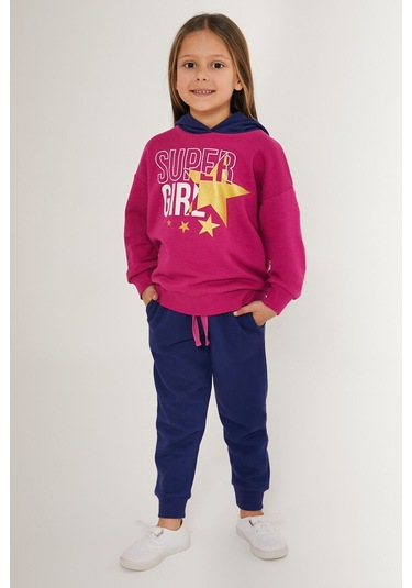 Rolypoly Super Girl Koyu Pembe Kız Çocuk Eşofman Takımı Mint