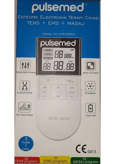 Pulsemed Ktr 2650 Tens Ems Masaj Cihazı Şarjlı ve Pilli Beyaz