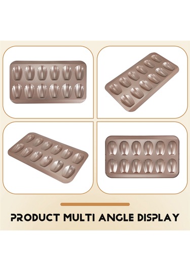 Sointeresting 12 Bardak Kabuk Şeklinde Yapışmaz Madeleine Tava Karbon Çelik Kalıp Pişirme Kalıbı Araçları Altın