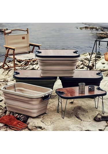 Katlanır Kamp Piknik Sepeti Siyah
