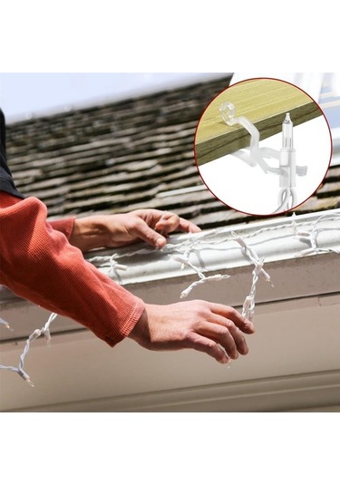 Szypzstore Noel Işık Klipsleri Hepsi Bir Arada Klipsler 100'lü Paket, C7, C9 Ve Işıkları Asmak Için Evrensel Oluk Ve Kiremit Klips Kancaları J1uwıy Beyaz