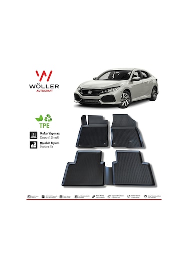 Honda Civic Fc5 Paspas 2016 2021 Arası 3D Havuzlu Wöller Paspas