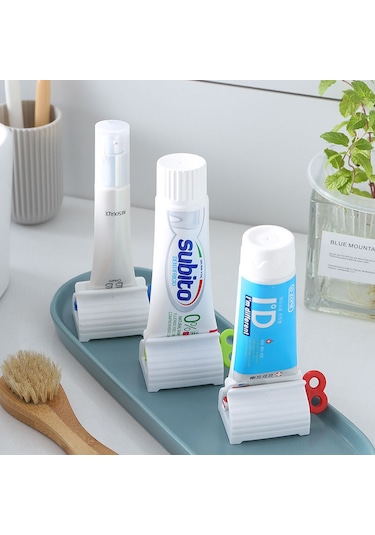 Vkemall Ev İçin Mavi El Manuel Macun-sabun Sıkma Aleti, Kolay Kullanım, Çocuk Dost, Banyo Gereci Mavi