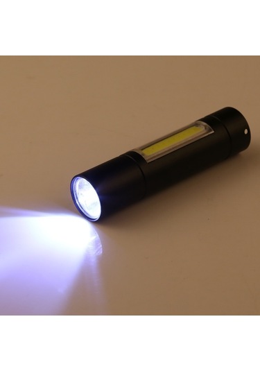 Sones A1 Usb Şarjlı Suya Dayanıklı Sabit Odaklı Xpe + 3 Modlu Ve Saklama Kutulu Cob El Feneri Siyah