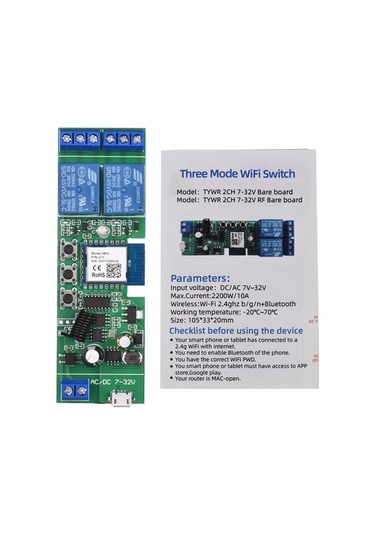 Dancemonkey Tuya 2 Kanallı Wifi Anahtar Akıllı Ev Otomasyonu Alexa/google Uyumlu Zamanlayıcı, Uzaktan Kontrol