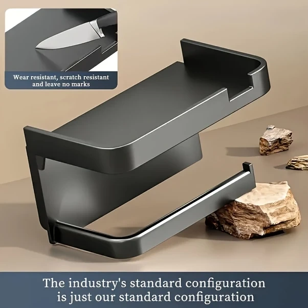 Dashanshop Siyah Yüksek Parlaklık Duvara Monte Banyo Havlu Askılı Çok Amaçlı Depolama Ünitesi Siyah