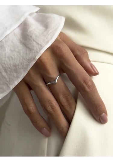 Sılverme 925 Ayar Gümüş İnce Yüzük, Serçe Parmağı İçin Gümüş 94660023 Gri