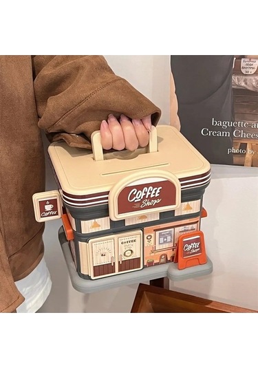 Maoyaya Yaratıcı Mağaza Şekilli Plastik Para Kutusu, Tuş Kilidi, Çok Renkli Çok Renkli