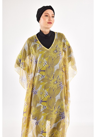 Adasea Uv Korumalı Mayo Üzerine Tek Pareo Kaftan 1705 Sarı Sarı