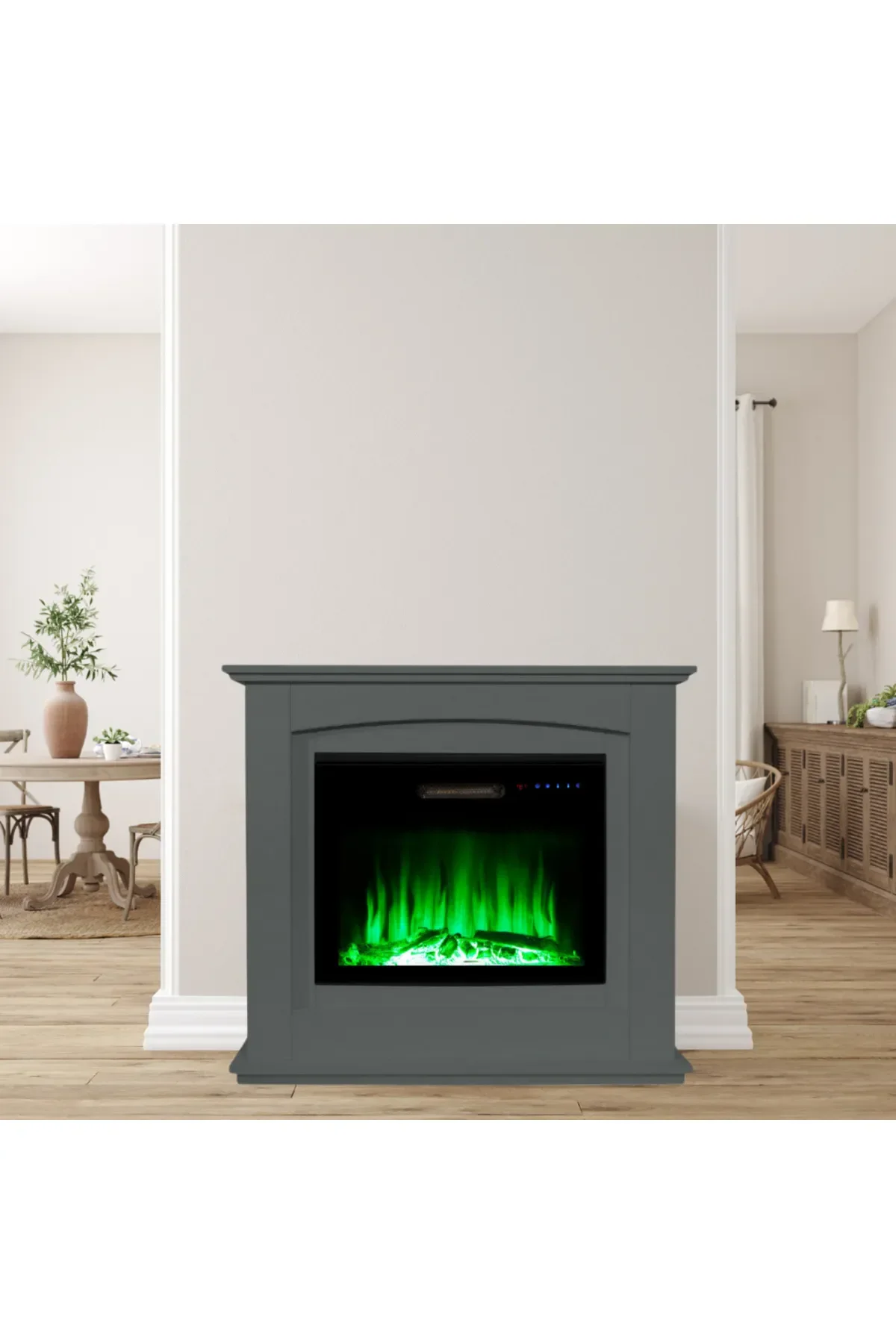 Tektes 125 CM Antrasit Kasalı 8 Renkli Alev Sesli Bluetoothlu Wifi Uygulamalı Elektrikli Şömine