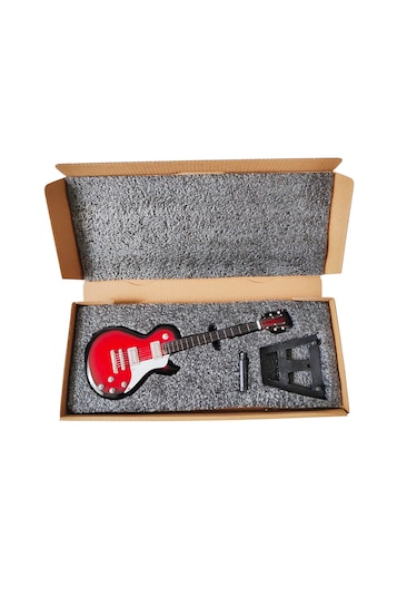 El Yapımı 1/4 Ölçek Minyatür Elektro Gitar Les Paul Red Standard