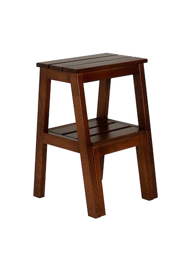 Refilya Masif Ahşap Katlanır Merdiven Tabure Ceviz