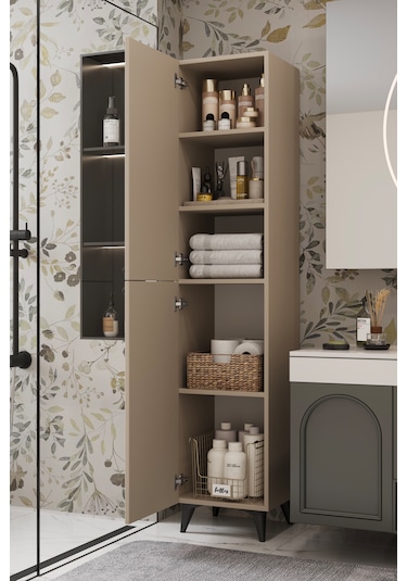 Ramses Çok Amaçlı Dolap - Kiler Dolabı - Banyo Dolabı - Ayakkabılık - Mutfak Dolabı Mdf Kumtaşı