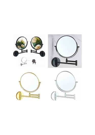 Suntek Yuvarlak Çift Taraflı 3X Büyüteçli Duvara Monte Makyaj Aynası Gümüş