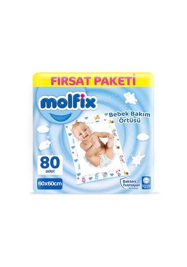 Molfix Bebek Bakım Örtüsü 60 x 60 CM Fırsat Paketi 80 Adet