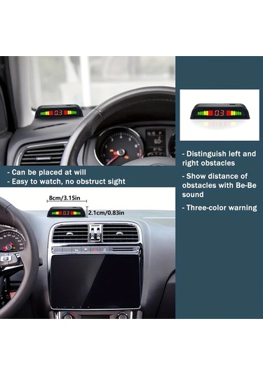 Dashanshop Hippcron 4 Sensörlü Park Sensörü Kiti Lcd Ekranlı Universal 8 Renk Gümüş