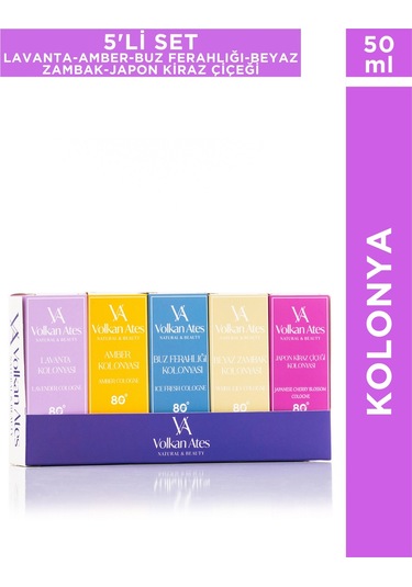 Volkan Ates Natural & Beauty 5'li Parfümlü Kolonya Seti 50 Ml