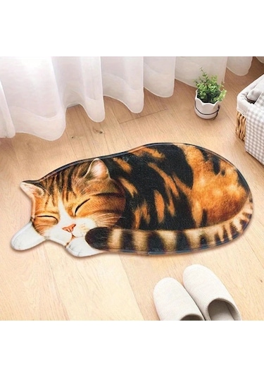Elmpaly S10170 Kawaii Kedi Desenli Yumuşak Polyester Kaymaz Halı 15.75x29.92inç S10170 Boyut