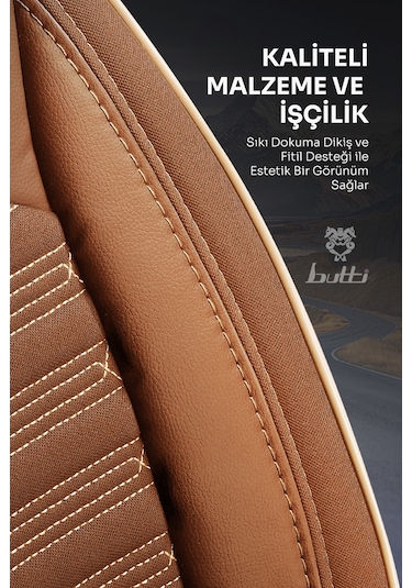 Taba - Taba Butti Libro Serisi Keten Kumaş Premium Oto Koltuk Kılıfı Destekli, Ön Arka Tam Set