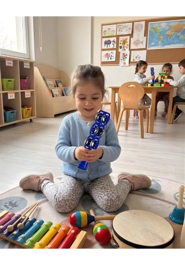 Temel Plastik Çubuk Tef 6 Zilli Mavi 26 Cm