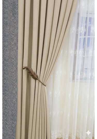 Fon Perde Toplayıcı Yaprak Renso 2 Adet 1sağ-1sol Eskiltmeli Bronz