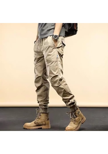 Sones Erkek Tulum Uzun Pantolon Rahat Bol Paça Kot Haki