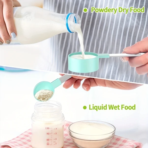 Gateesat Yeşil 8 Parça Paslanmaz Saplı Ölçü Kaşığı Ve Kabı Seti Kuru Sıvı Malzemeler İçin Yeşil