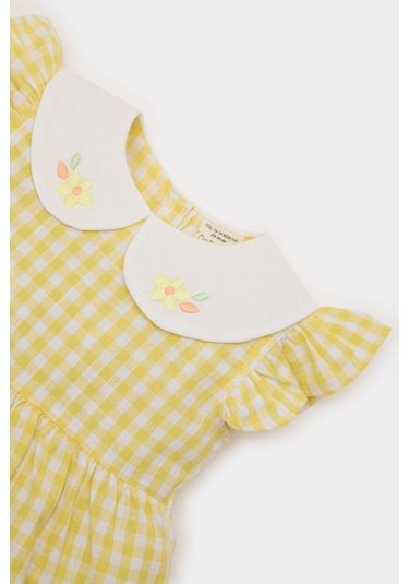 DeFacto Kız Bebek Bebe Yaka Kareli Kısa Kollu Poplin Yazlık Elbise C4536A525SMYL142 DeFacto Kız Bebek Bebe Yaka Kareli Kısa Kollu Poplin Yazlık Elbise C4536A525SMYL142