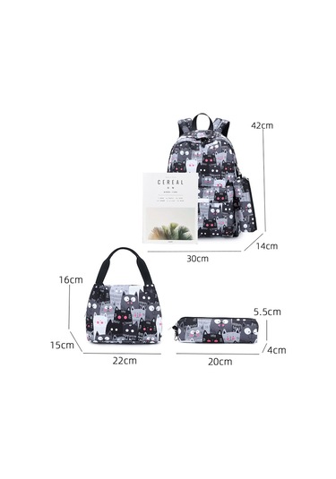 "3 Adet 2025 Baskılı Büyük Kapasiteli Öğrenci Okul Çantası-Siyah