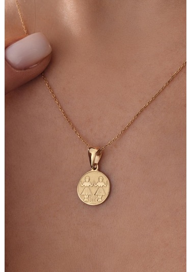 14 Ayar Altın İkizler Burcu Burç Kolye