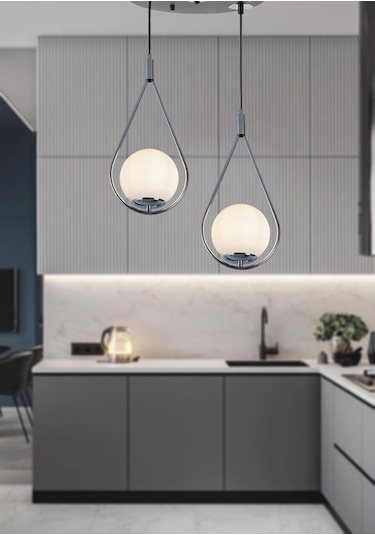 Tt024-2Y-Sy-Kr Tt Aydınlatma Mat Siyah-Krom 2 Li Yuvarlak Avize