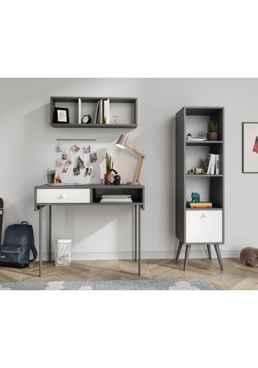 Major Antrasit-beyaz Çalışma Masası Seti Antrasit - Beyaz