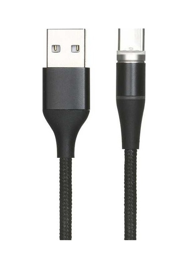 Pazly 2.4a Manyetik Şarj Kablosu, 2m Uzunluk, Siyah Type-c, Hızlı Şarj, Naylon Örgülü, Veri Kablosu