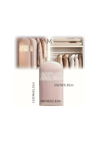 Hightower Pembe Katlanır Asılı Giyim Koruyucu Toz Geçirmez Gardırop Organizer Pembe