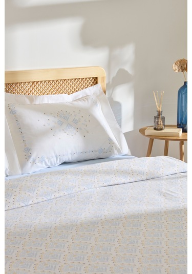 Kaşmir Home Daisy %100 Pamuk Çift Kişilik Pike Takımı Mavi Mavi