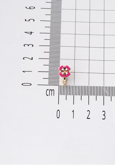 Bilezikci Pembe Yoncalı Çocuk Küpesi 14 Ayar Altın Sarı Altın