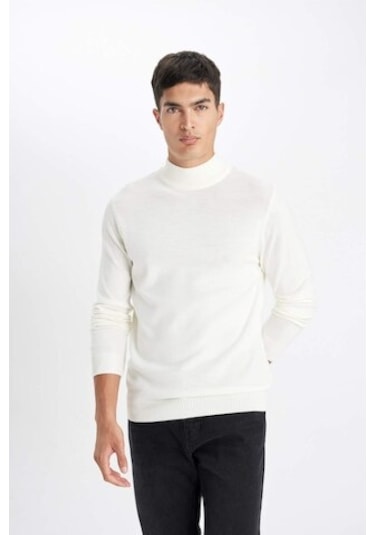 DeFacto Slim Fit Dar Kesim Yarım Balıkçı Yaka Basic Düz Triko Kazak R1127AZ24WNER100