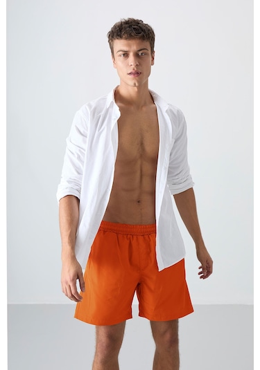 Tommylife Neon Oranj Hızlı Kuruyan Standart Fit Erkek Deniz Şortu - 81237